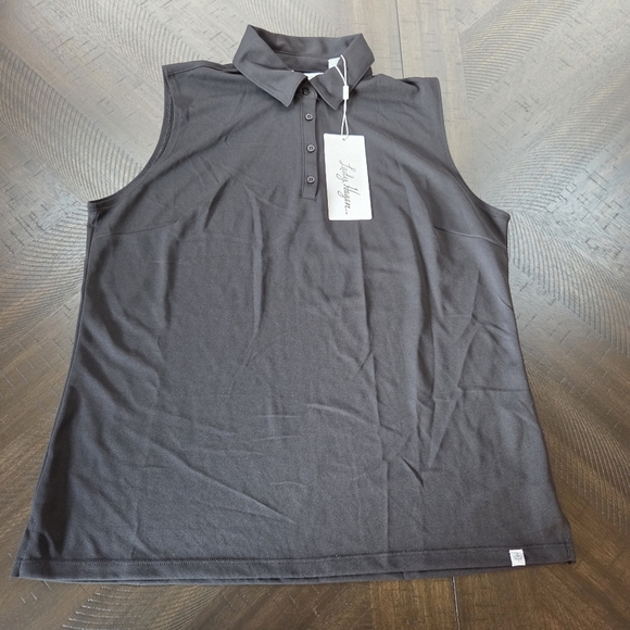 Lady Hagen Women's Medium Black Sleeveless Pique Polo Shirt New Golf Breathable - Picture 2 of 9